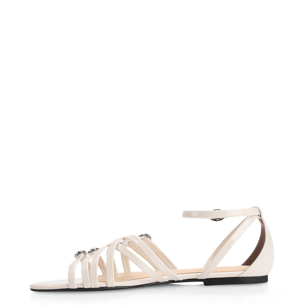 Rasteirinha Fivelas Verniz Off White - imagem 5