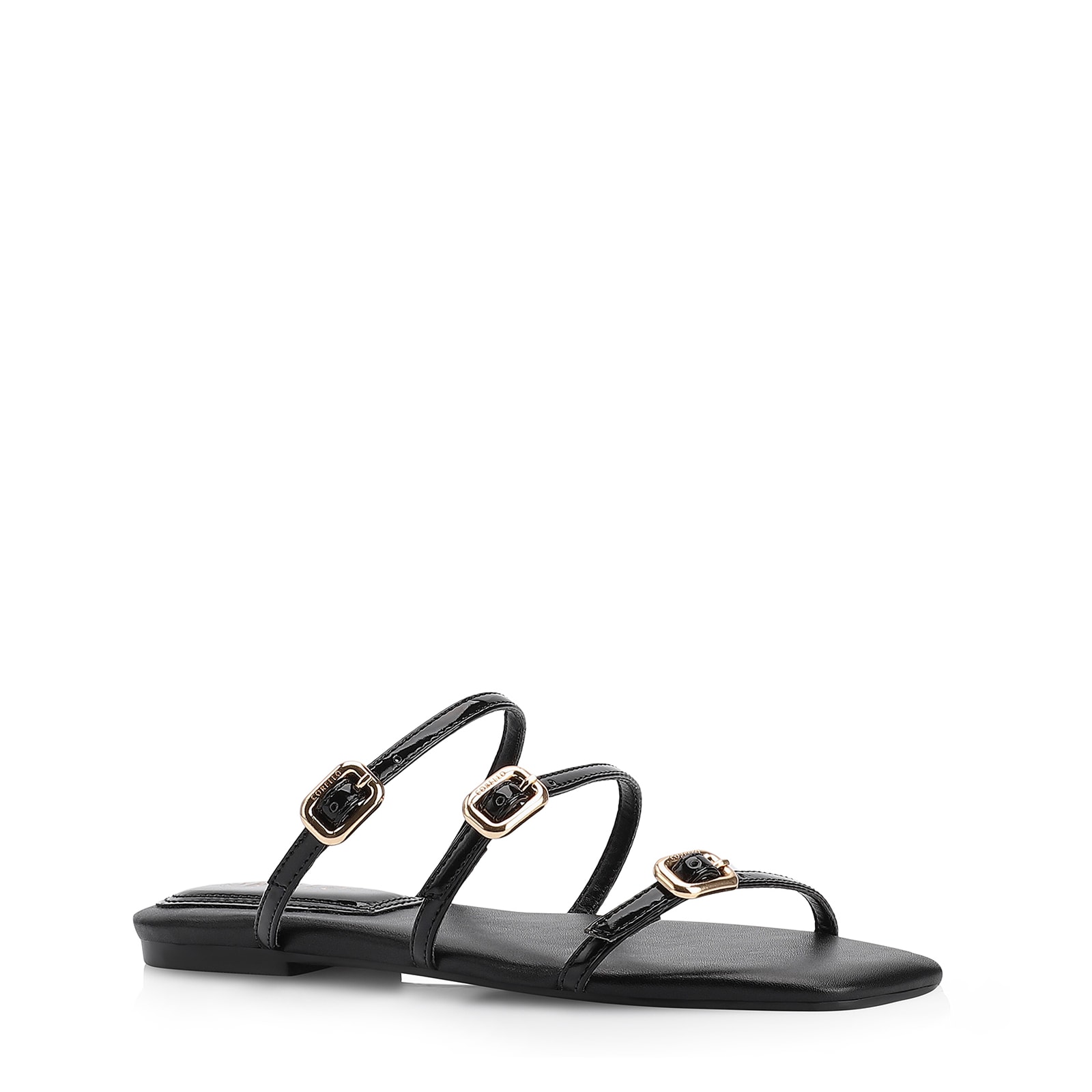 Rasteirinha Fivelas Verniz Preto
