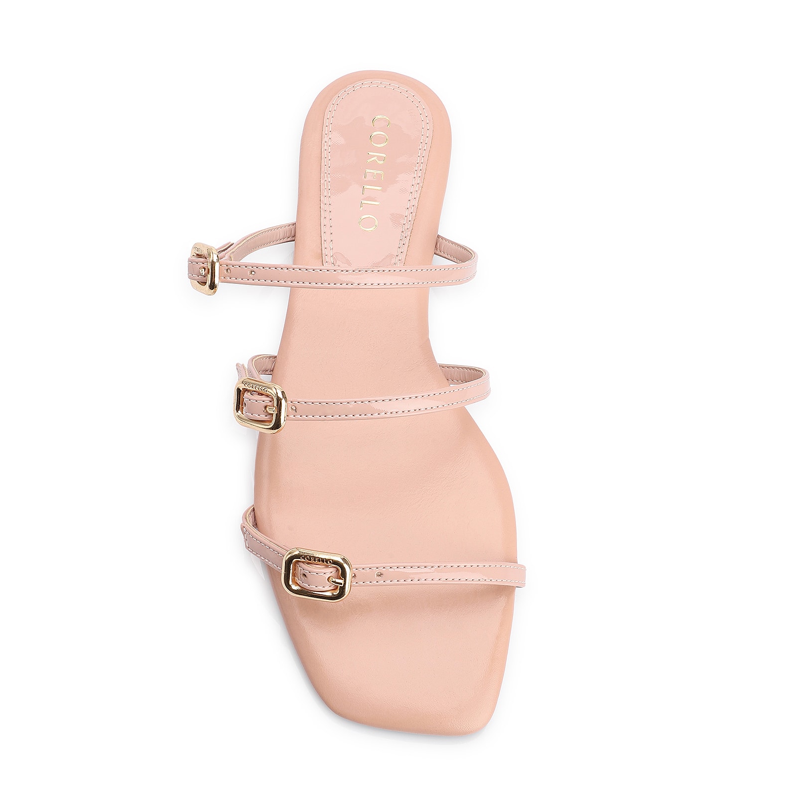 Rasteirinha Fivelas Verniz Rosa