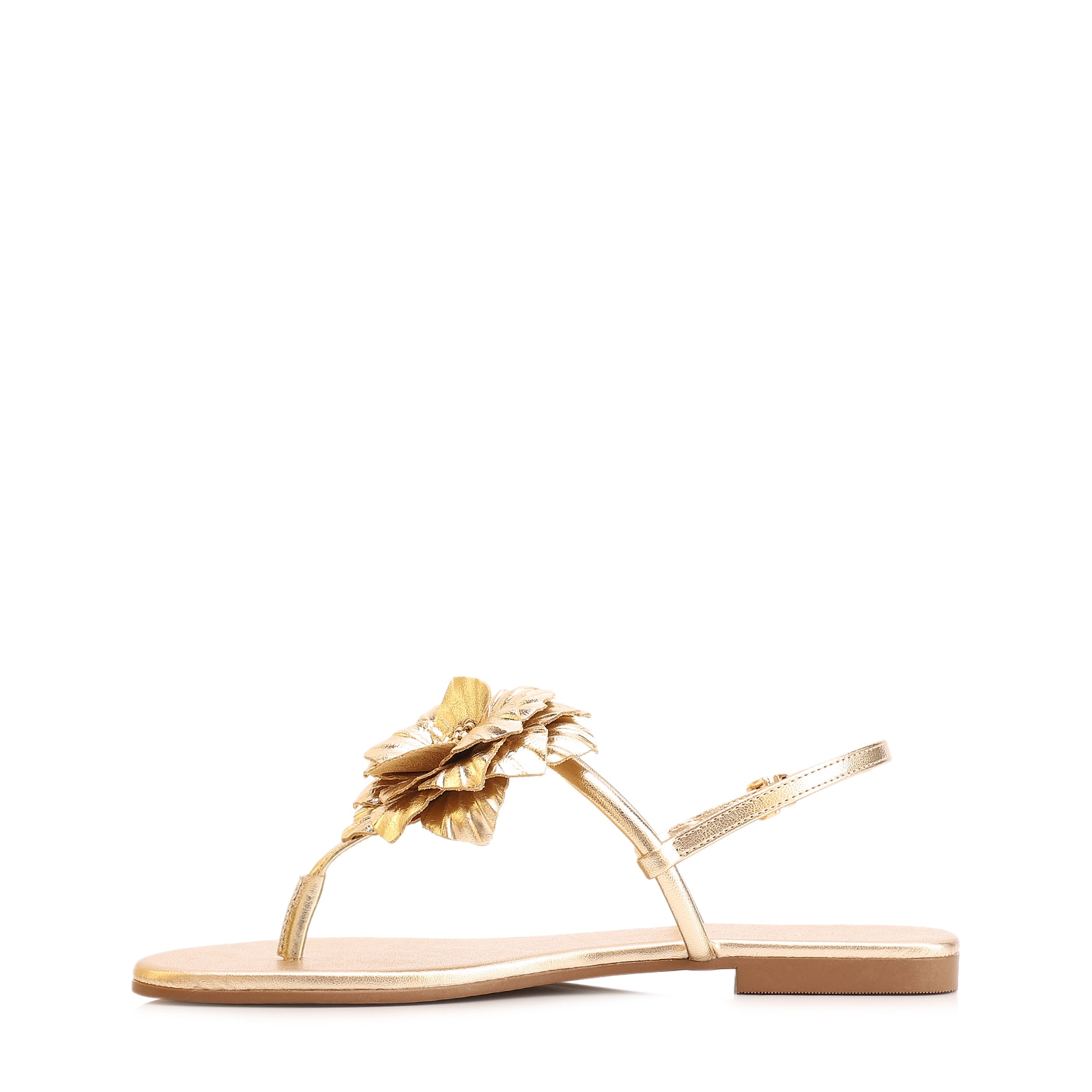 Rasteirinha Flor Couro Dourado/Alt Dourado