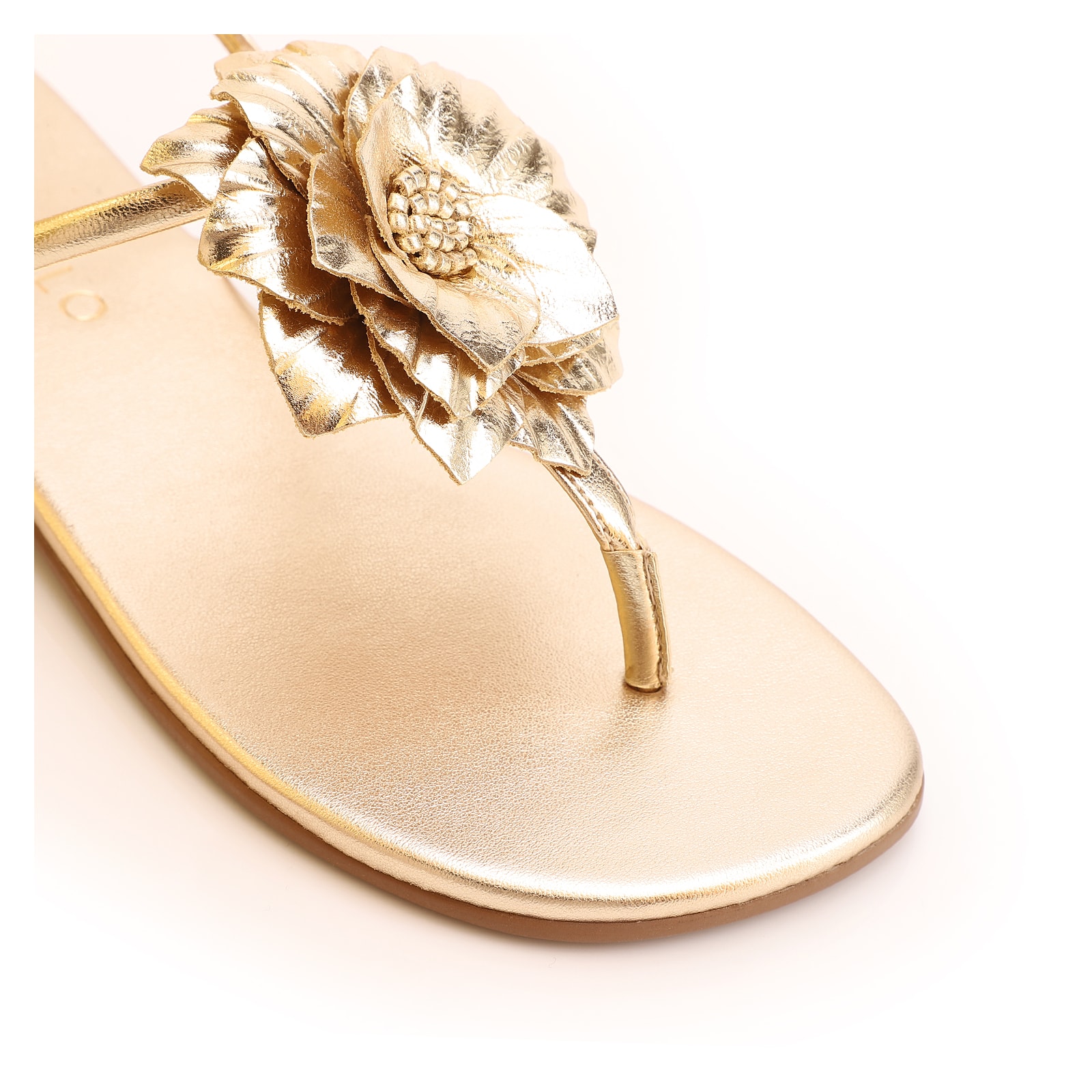 Rasteirinha Flor Couro Dourado/Alt Dourado
