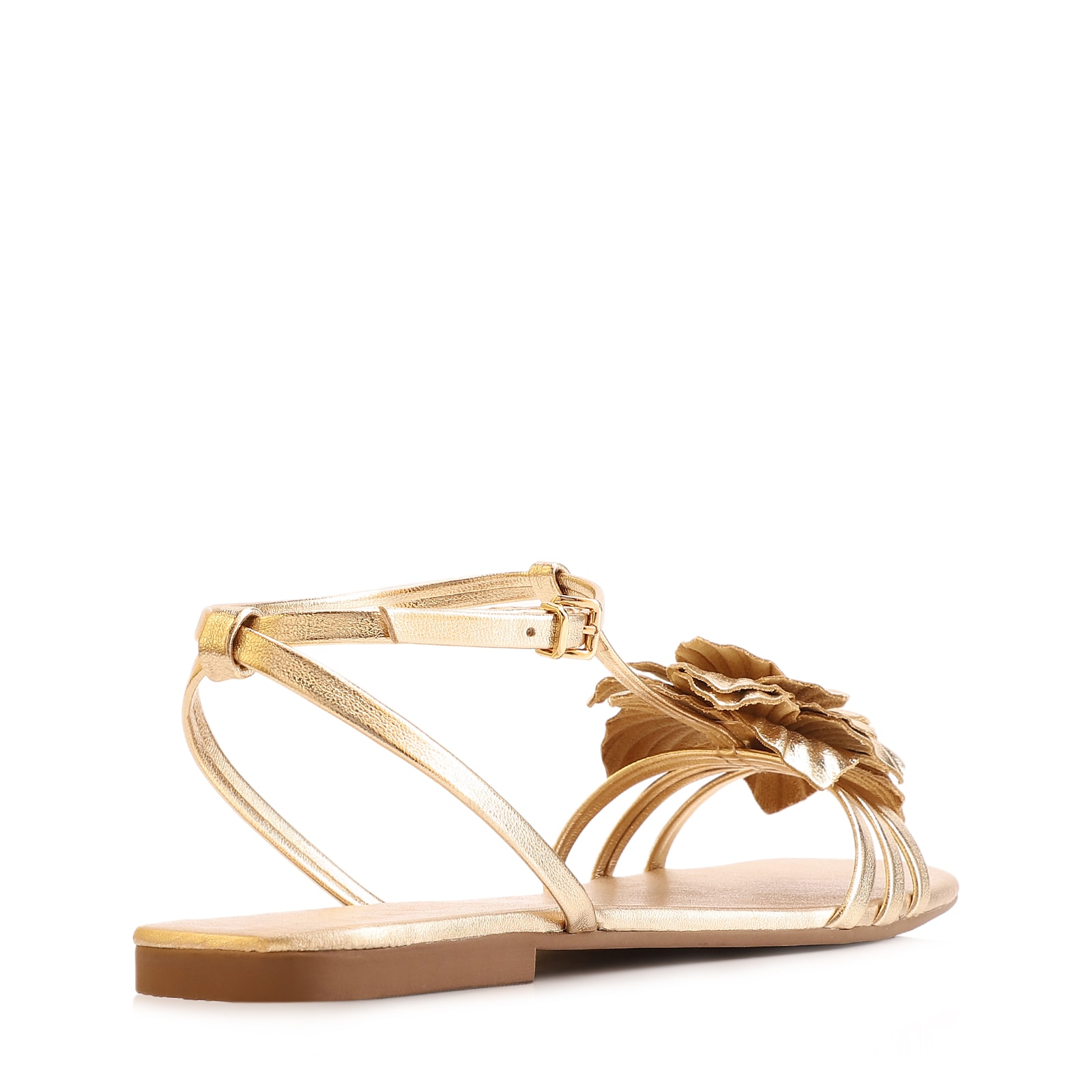 Rasteirinha Flor Couro Dourado/Alt Dourado