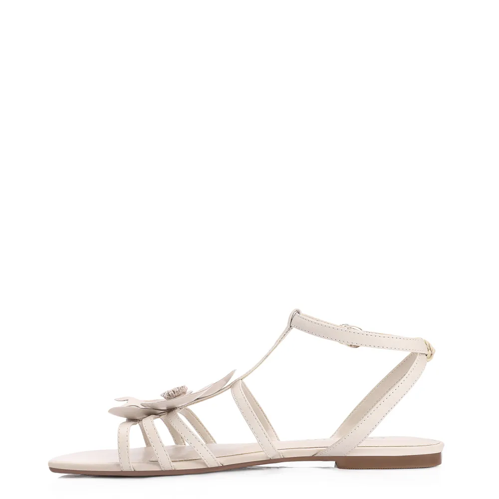 Rasteirinha Flor Couro Off White - imagem 4