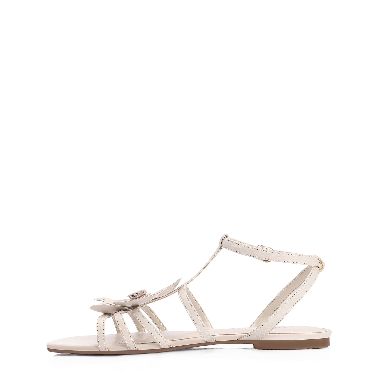 Rasteirinha Flor Couro Off White