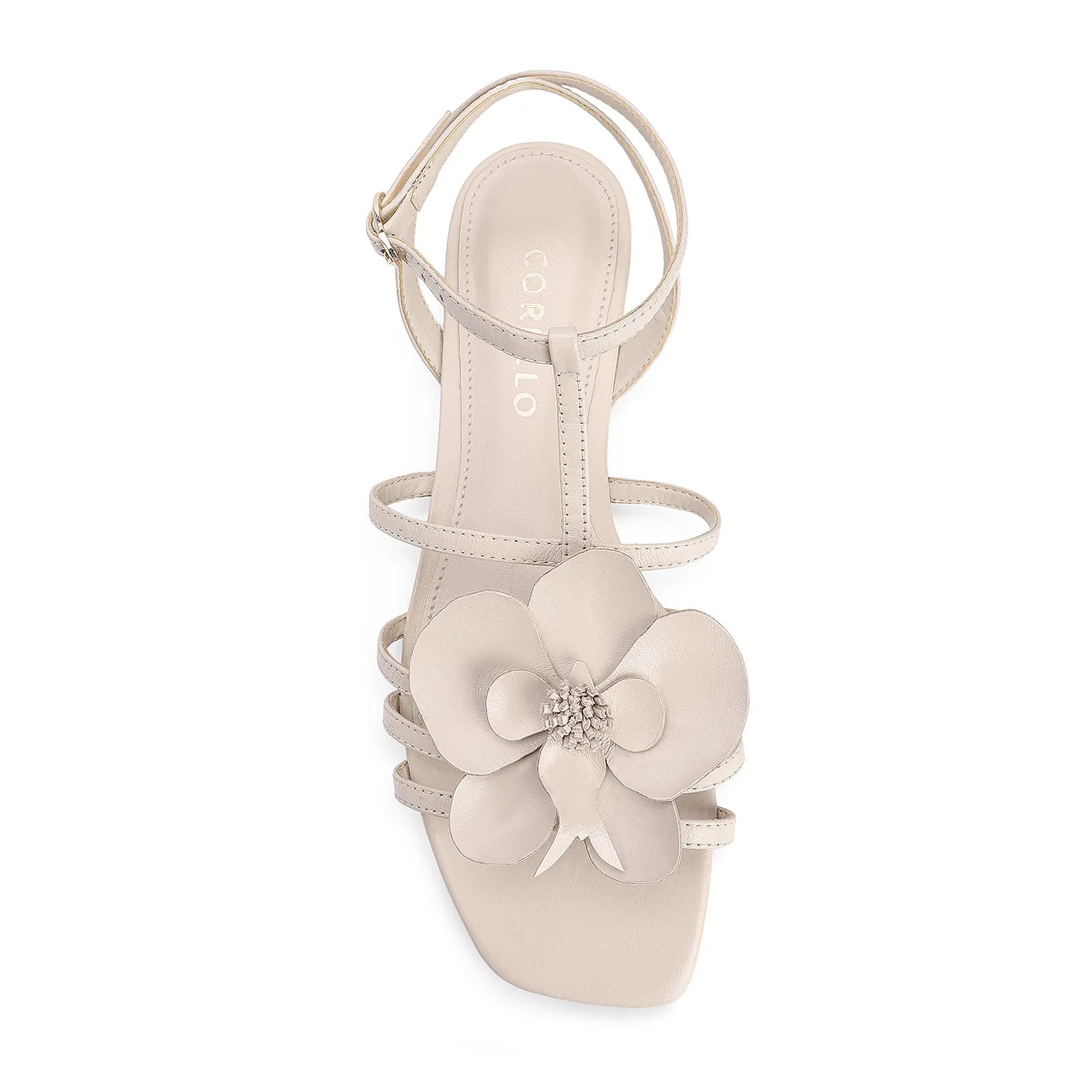Rasteirinha Flor Couro Off White