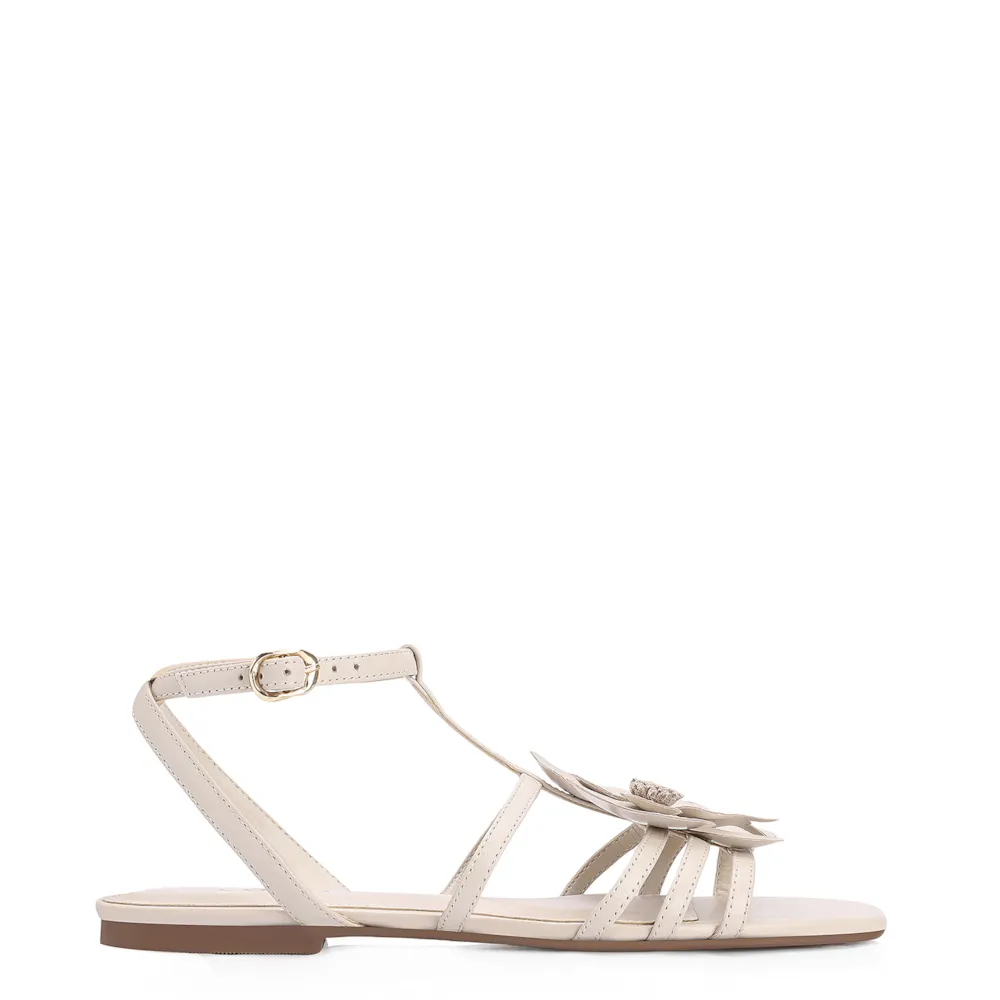 Rasteirinha Flor Couro Off White - imagem 2