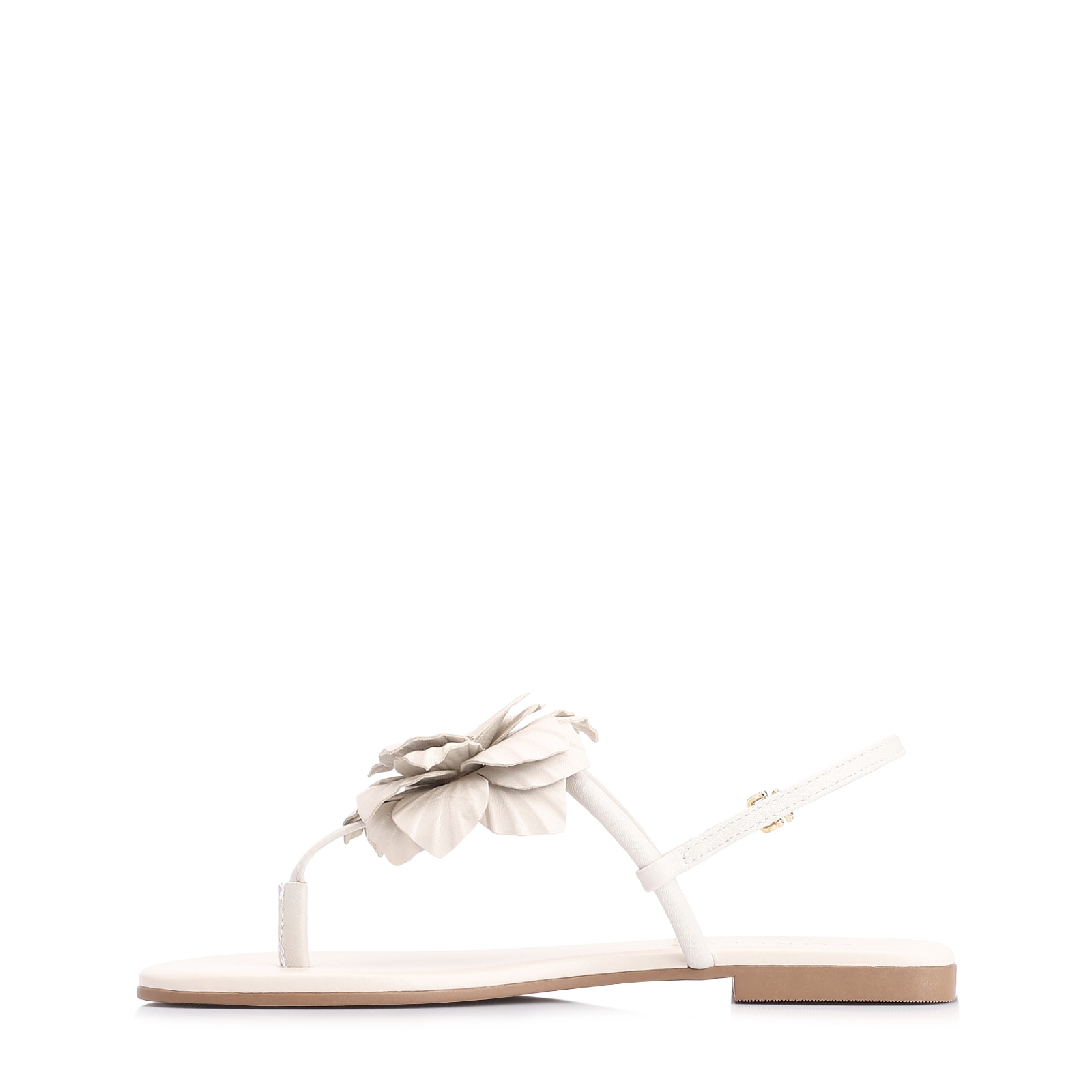 Rasteirinha Flor Couro Off White/Alt Off White