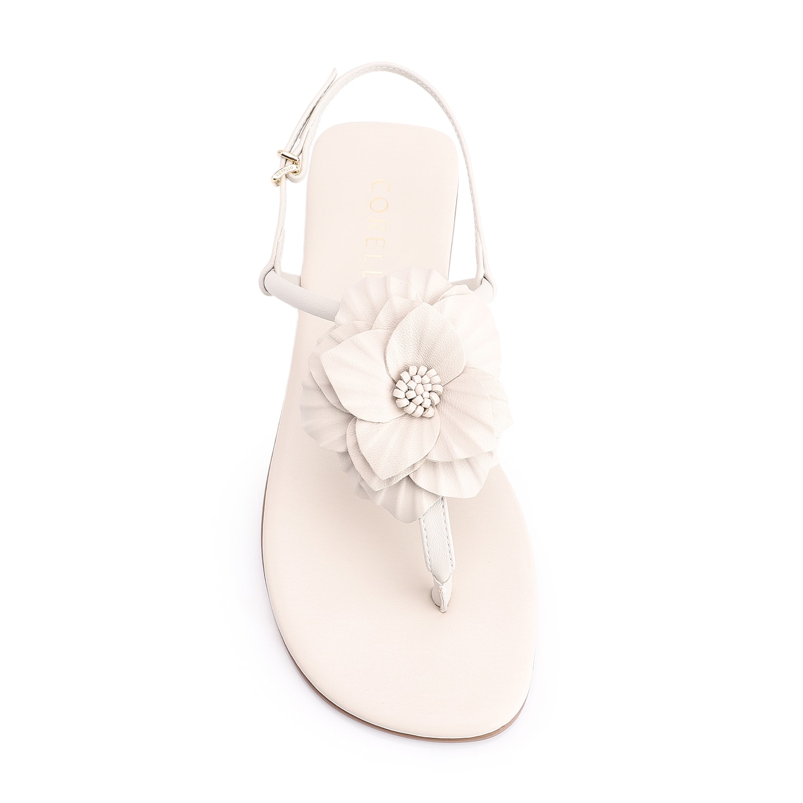 Rasteirinha Flor Couro Off White/Alt Off White