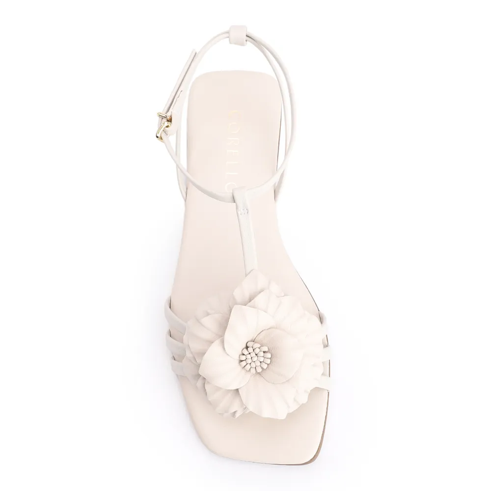 Rasteirinha Flor Couro Off White/Alt Off White - imagem 5