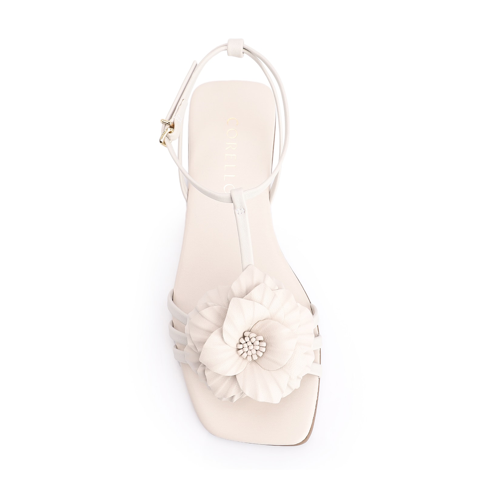 Rasteirinha Flor Couro Off White/Alt Off White