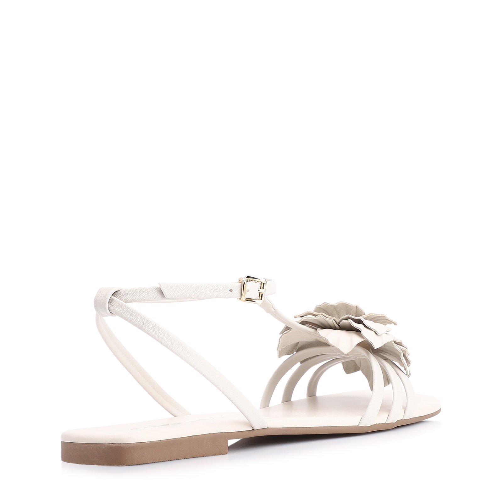 Rasteirinha Flor Couro Off White/Alt Off White