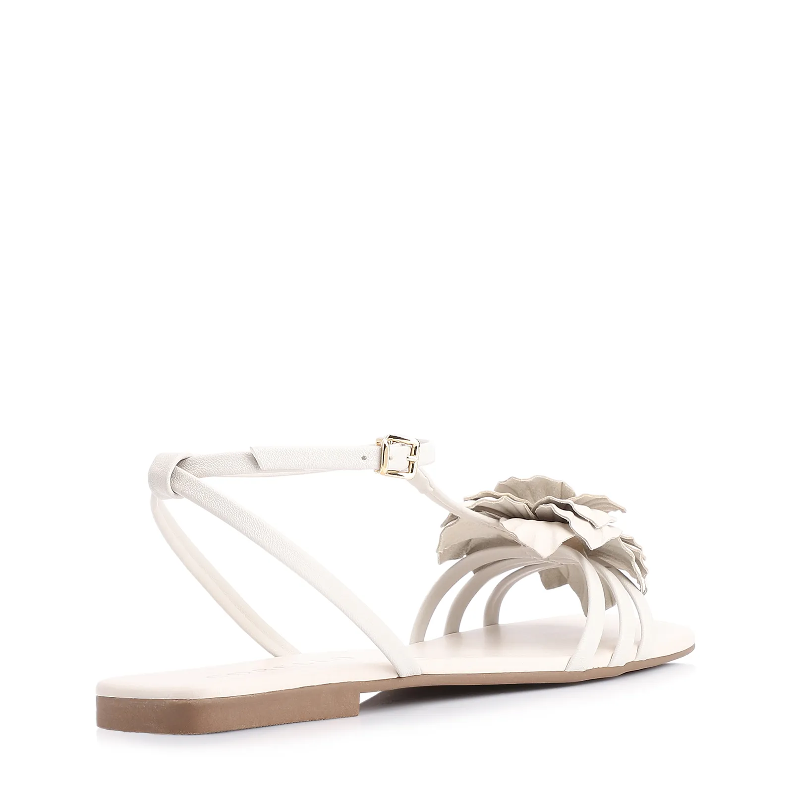Rasteirinha Flor Couro Off White/Alt Off White