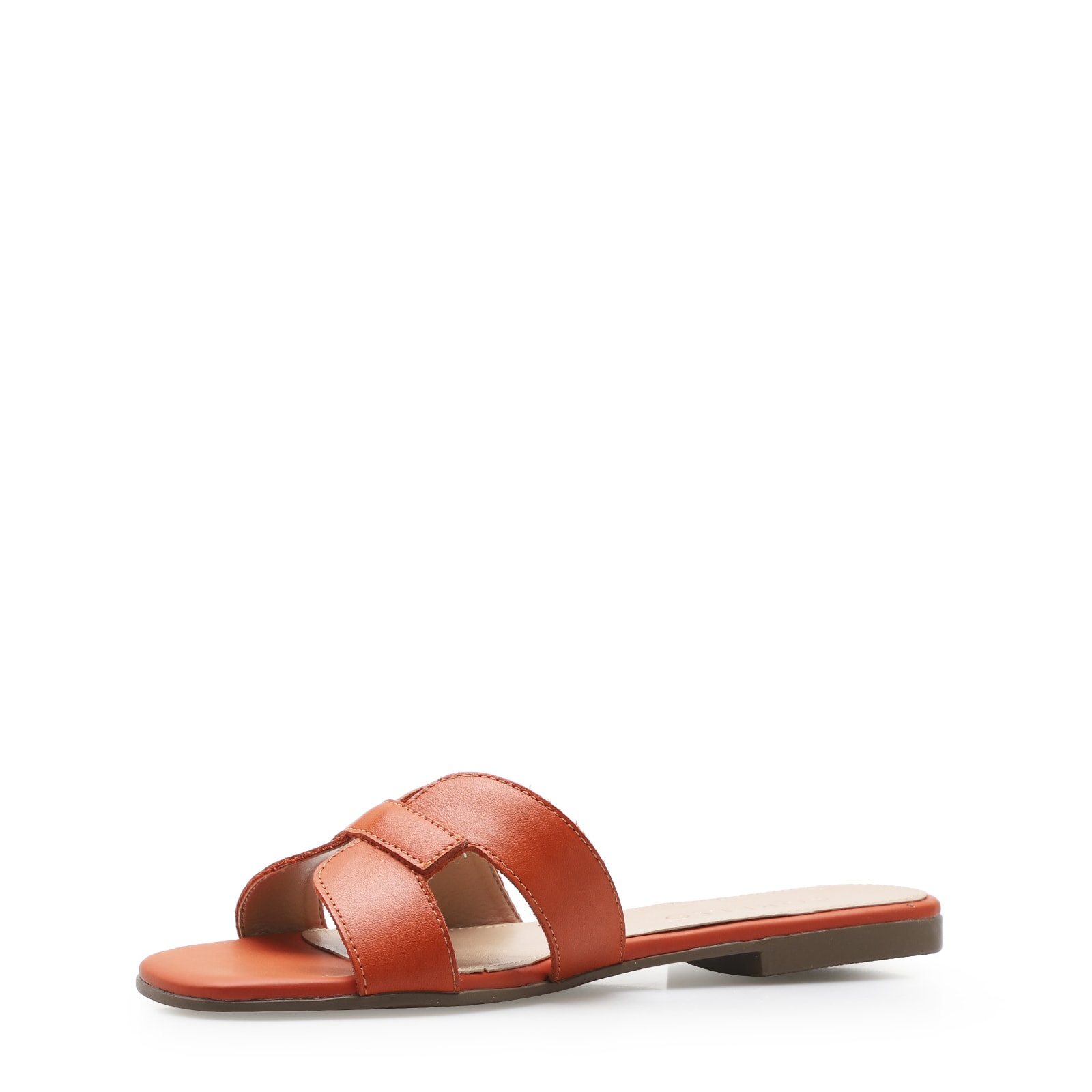 Rasteirinha Geometric Couro Laranja