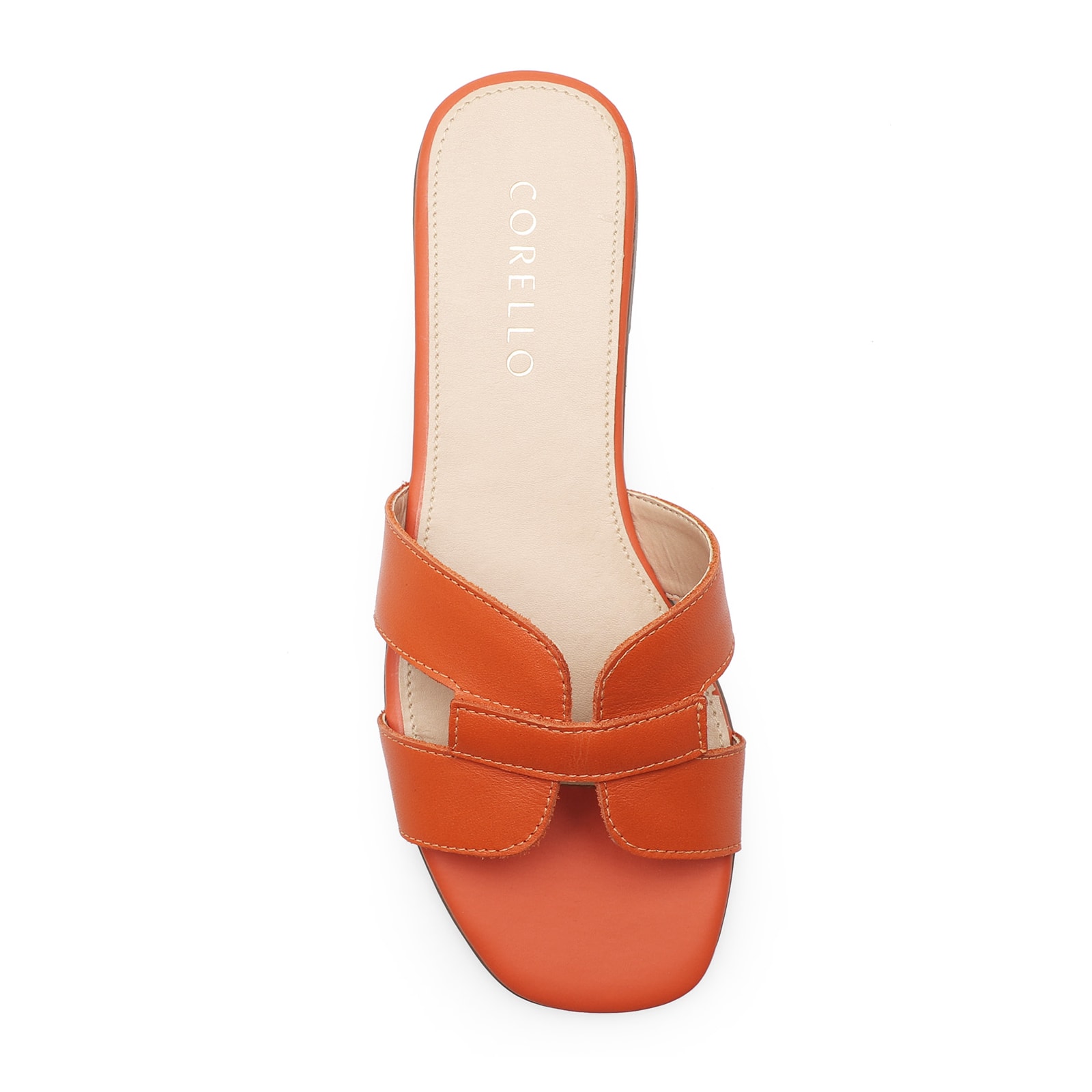 Rasteirinha Geometric Couro Laranja