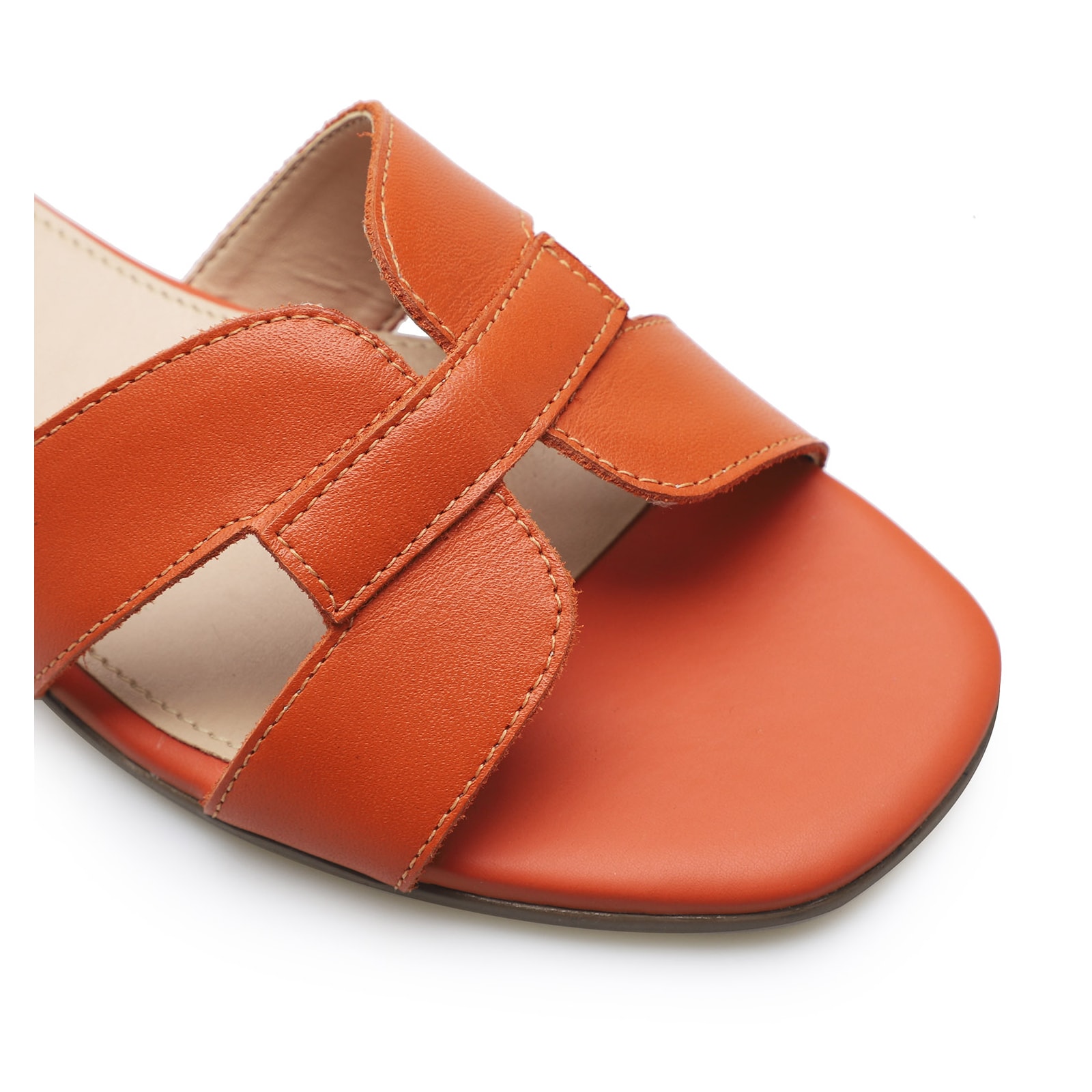 Rasteirinha Geometric Couro Laranja