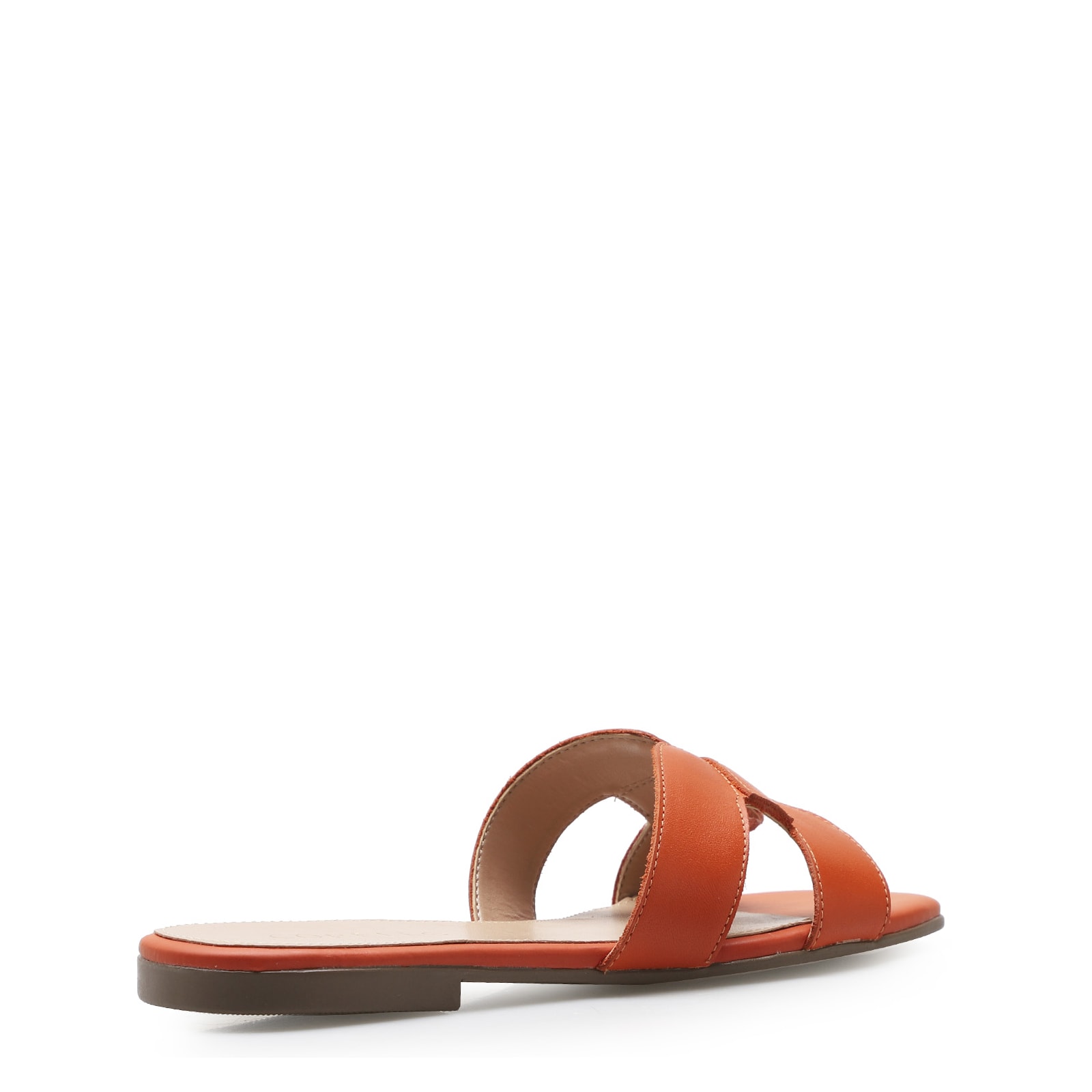 Rasteirinha Geometric Couro Laranja