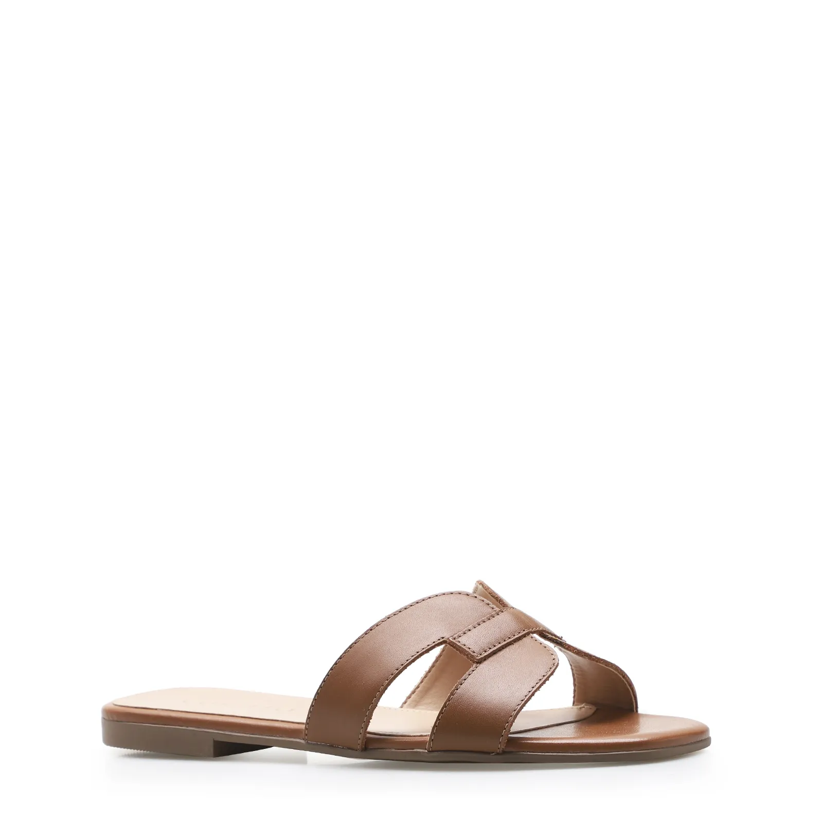 Rasteirinha Geometric Couro Marrom