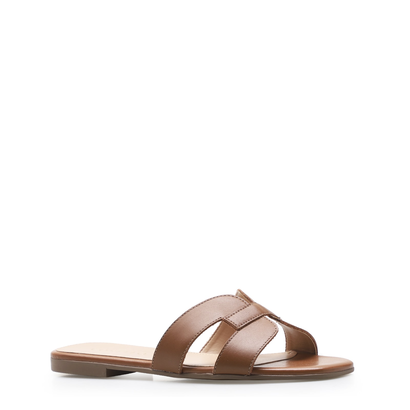 Rasteirinha Geometric Couro Marrom
