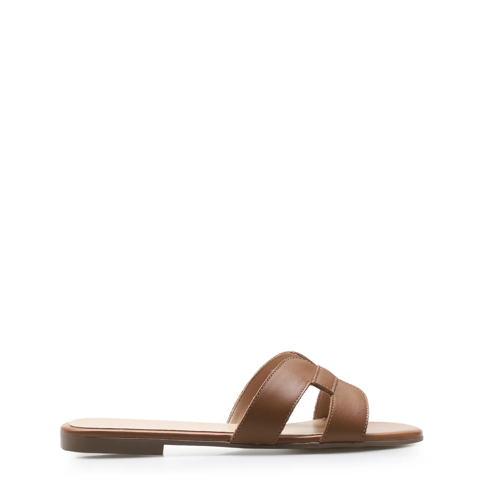Rasteirinha Geometric Couro Marrom