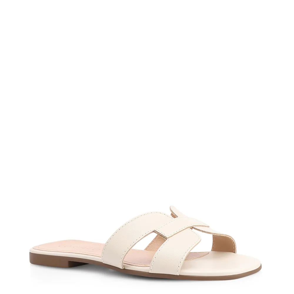 Rasteirinha Geometric Couro Off White