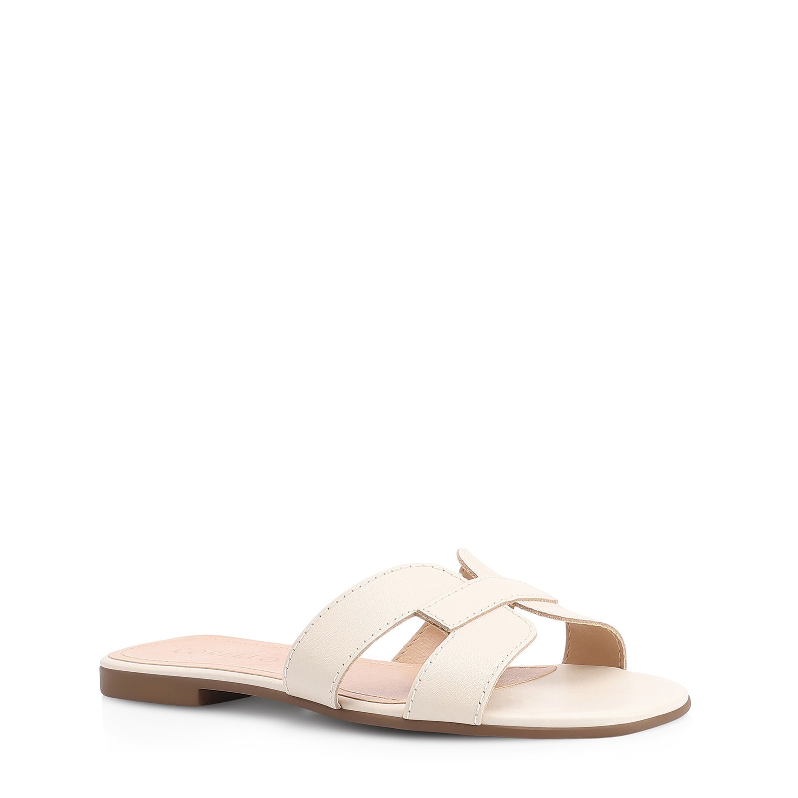 Rasteirinha Geometric Couro Off White