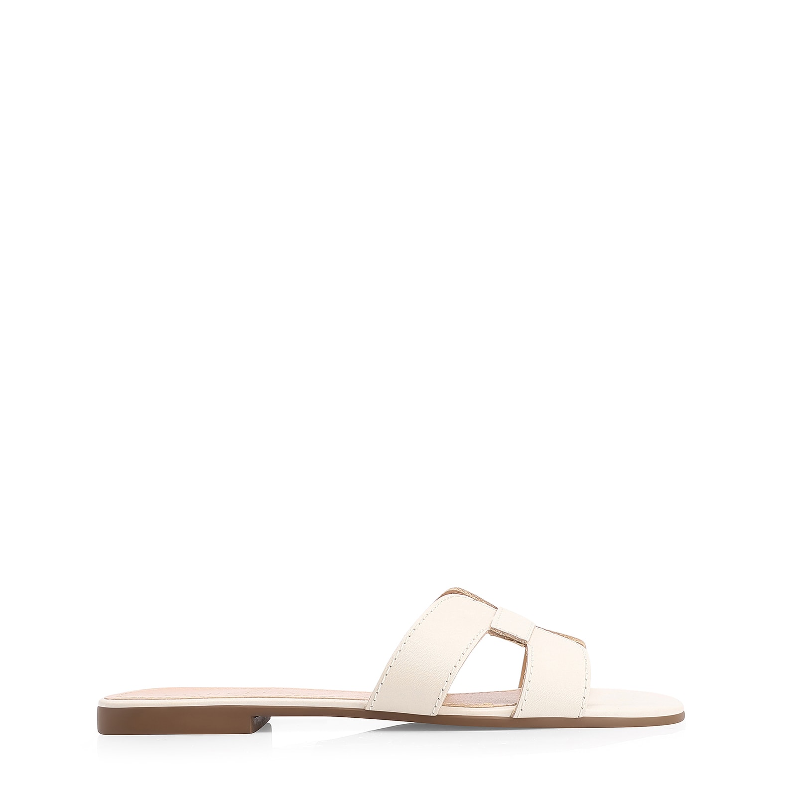 Rasteirinha Geometric Couro Off White