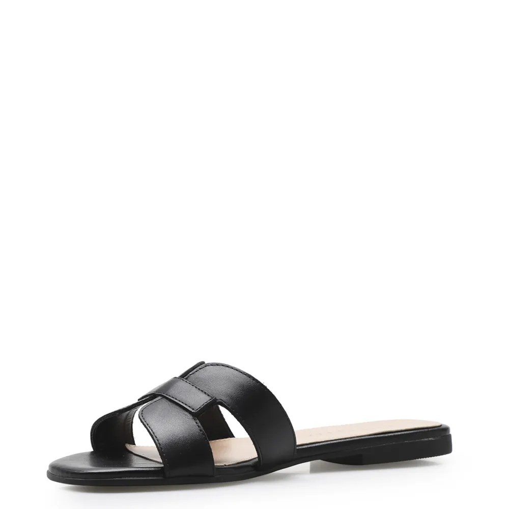 Rasteirinha Geometric Couro Preto - imagem 4