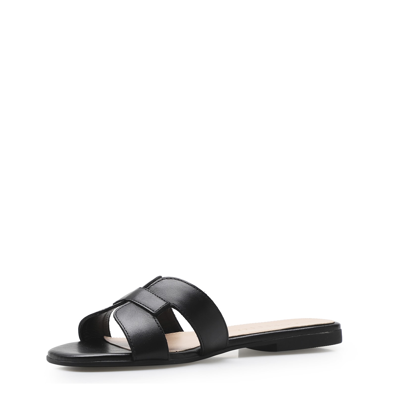 Rasteirinha Geometric Couro Preto