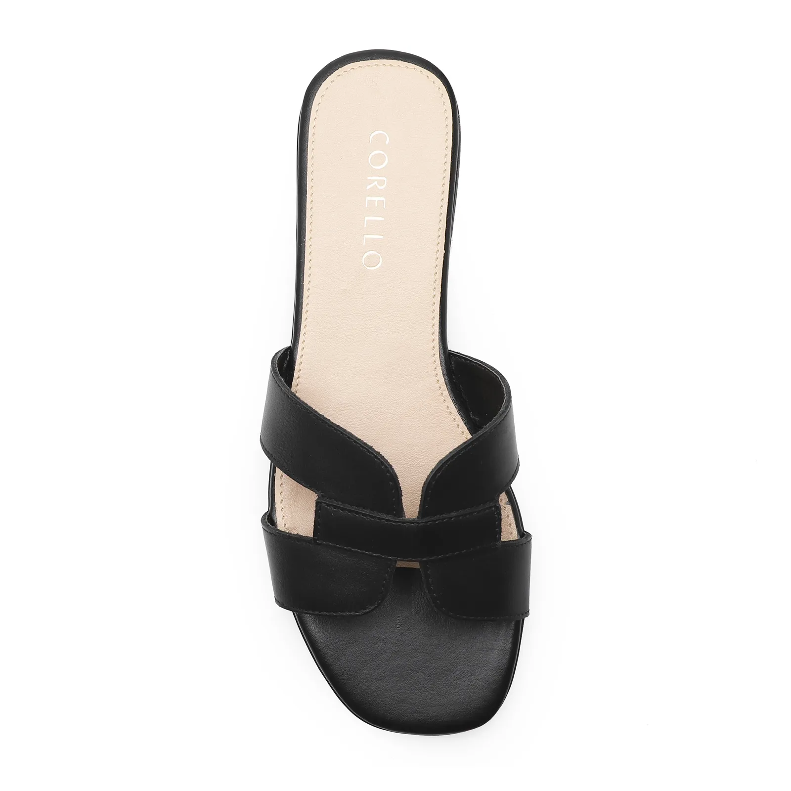 Rasteirinha Geometric Couro Preto