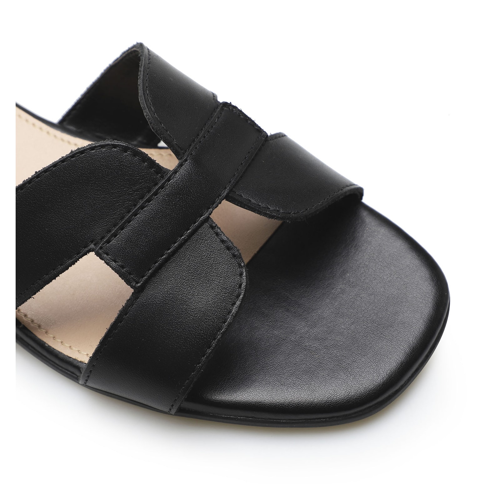 Rasteirinha Geometric Couro Preto