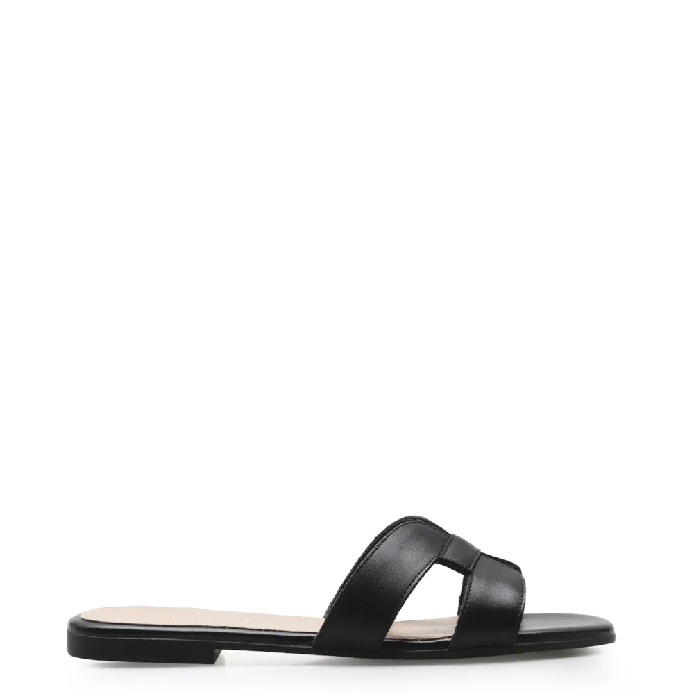 Rasteirinha Geometric Couro Preto - imagem 2