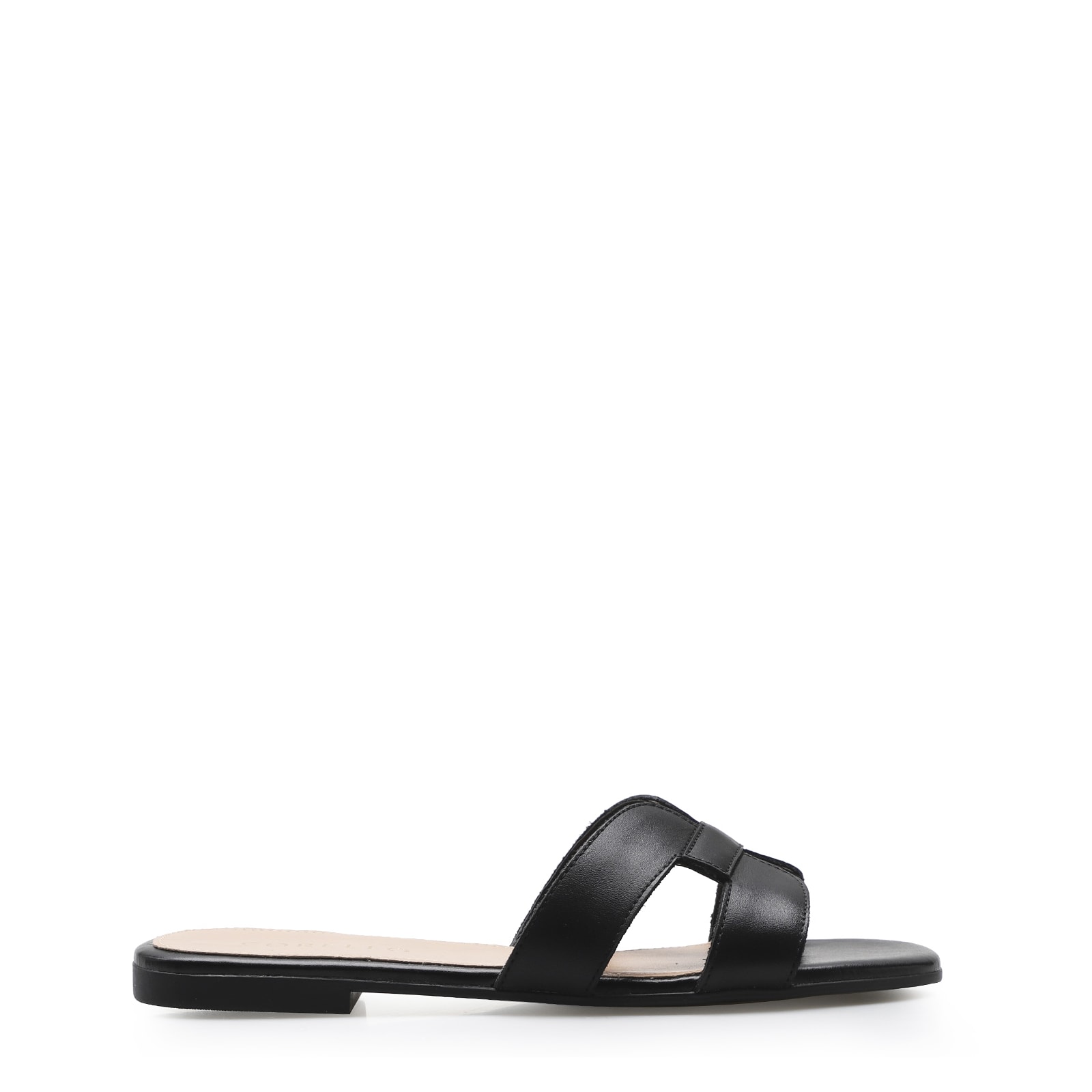 Rasteirinha Geometric Couro Preto