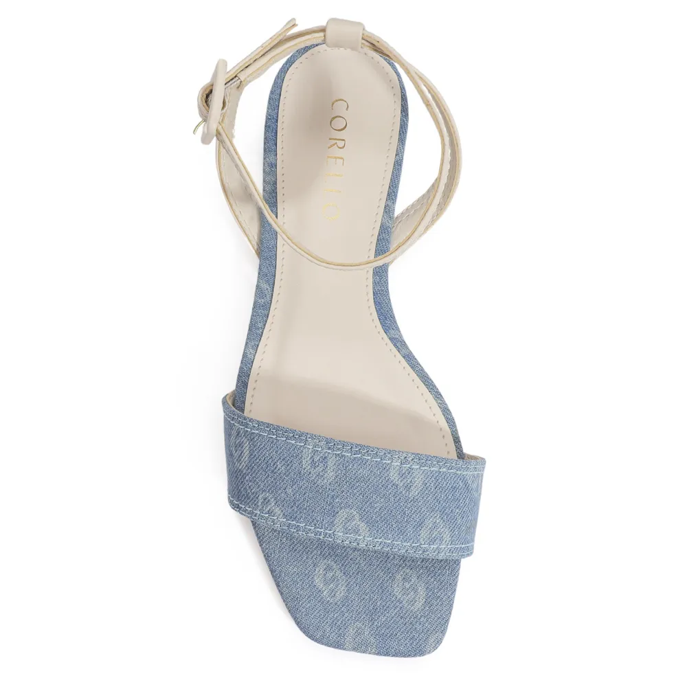 Rasteirinha Jeans Monograma / Couro Off White - imagem 6