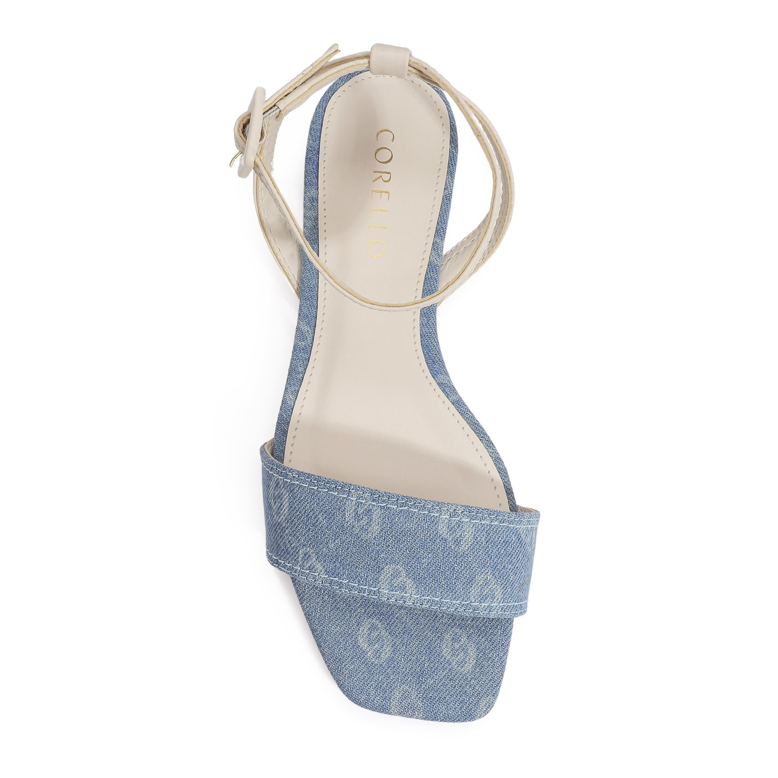 Rasteirinha Jeans Monograma / Couro Off White