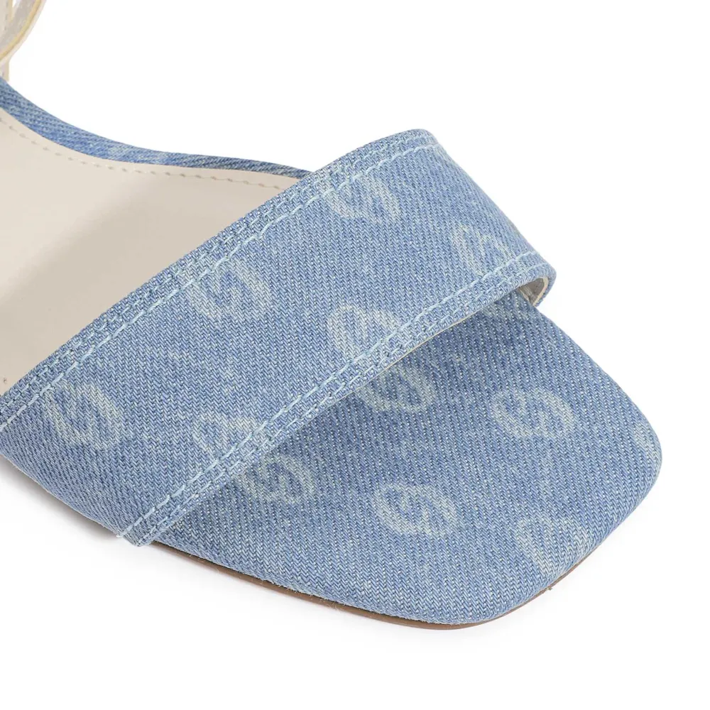 Rasteirinha Jeans Monograma / Couro Off White - imagem 7