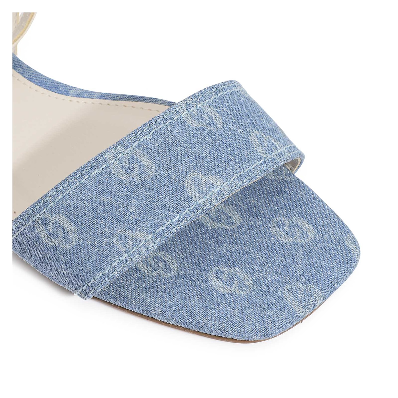 Rasteirinha Jeans Monograma / Couro Off White