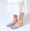 Rasteirinha Jeans Monograma / Couro Off White - imagem 2