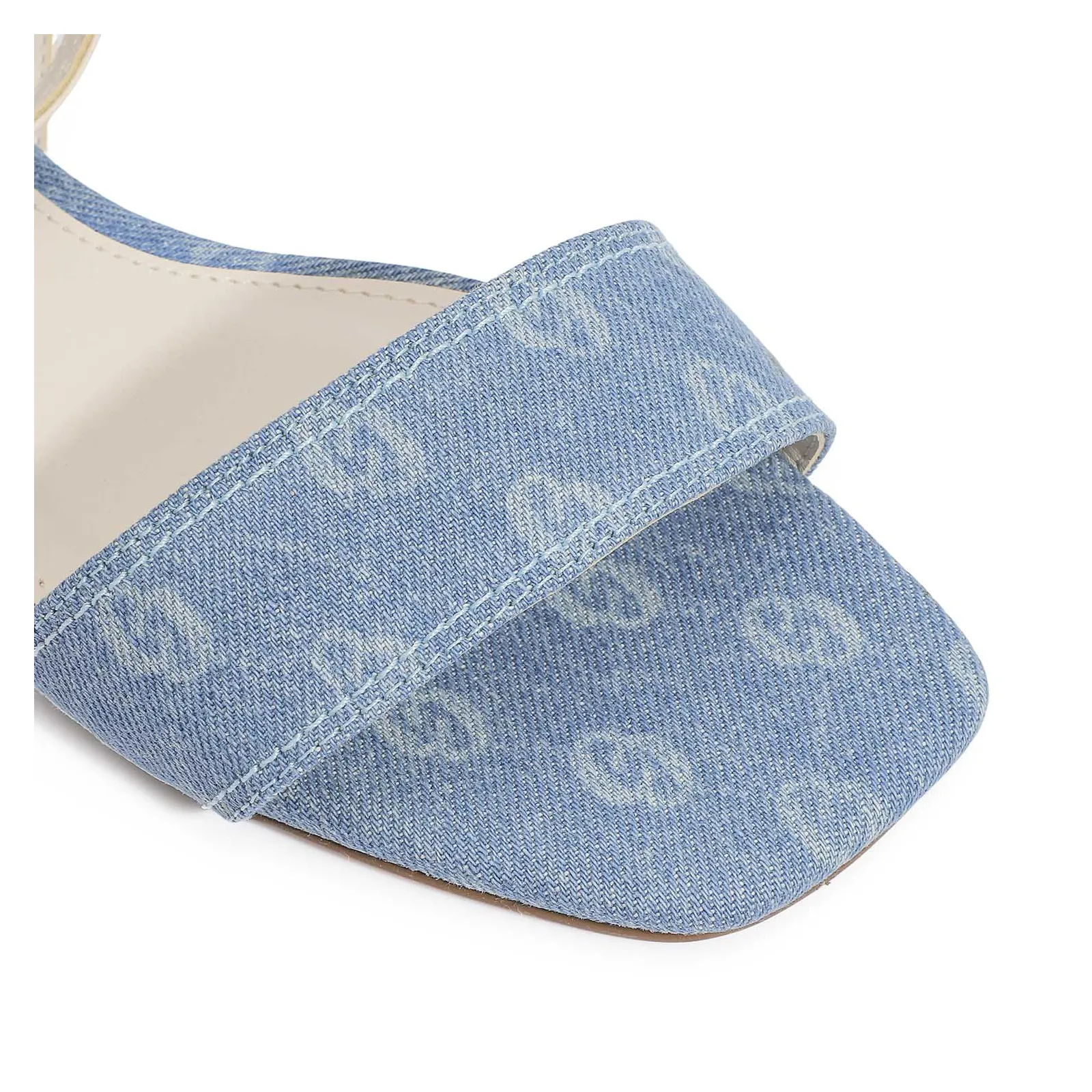 Rasteirinha Jeans Monograma / Couro Off White