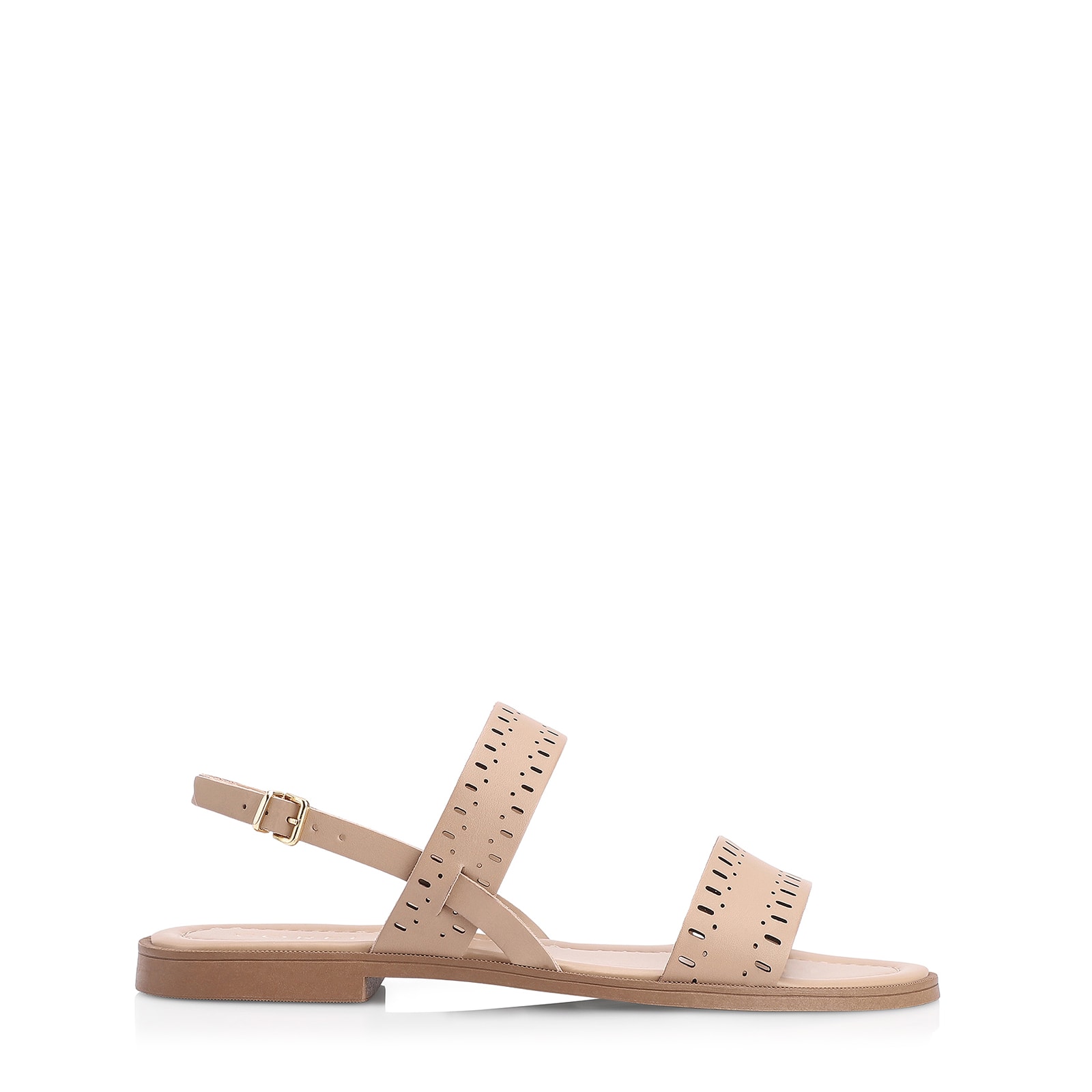 Rasteirinha Laser Cut Couro Bege