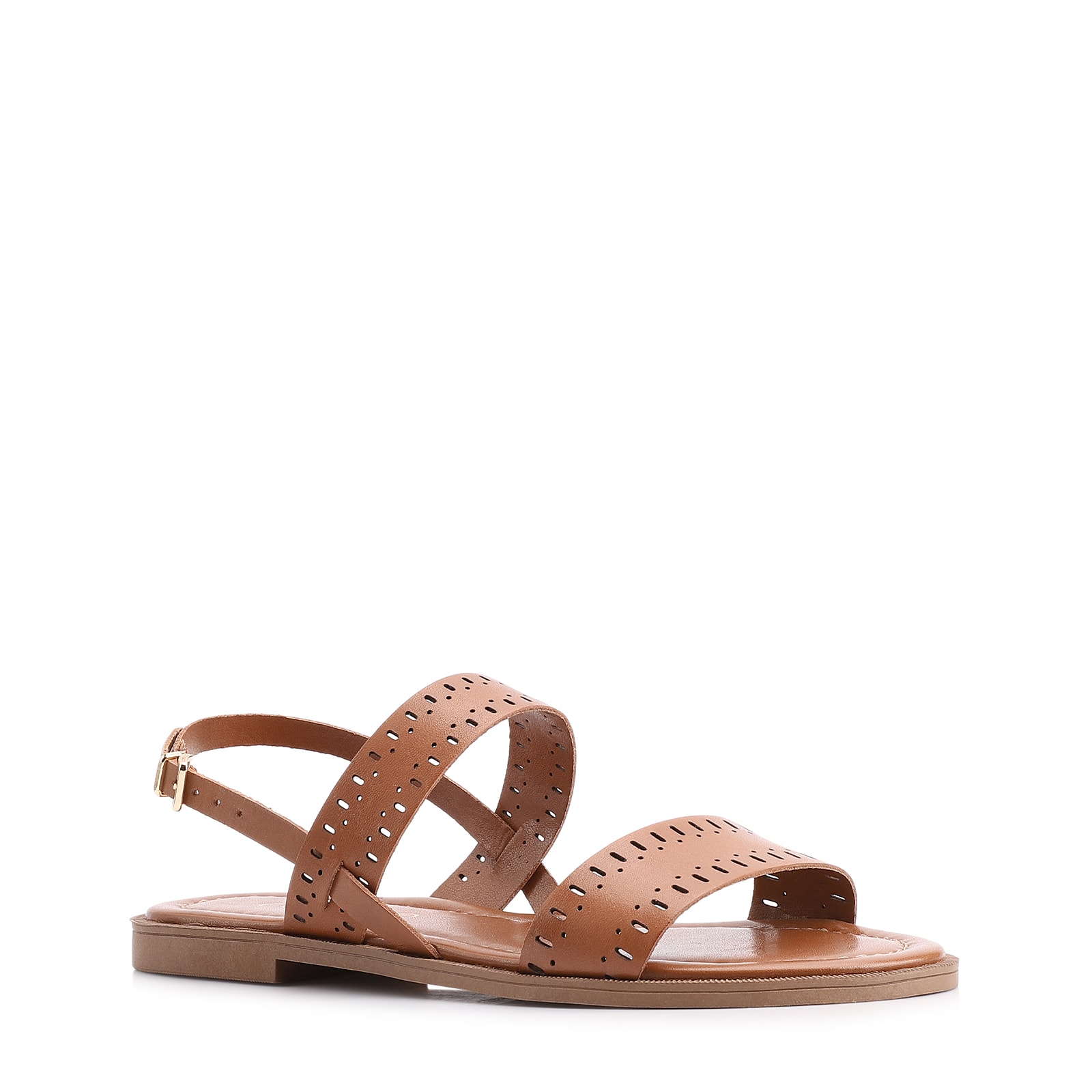 Rasteirinha Laser Cut Couro Marrom