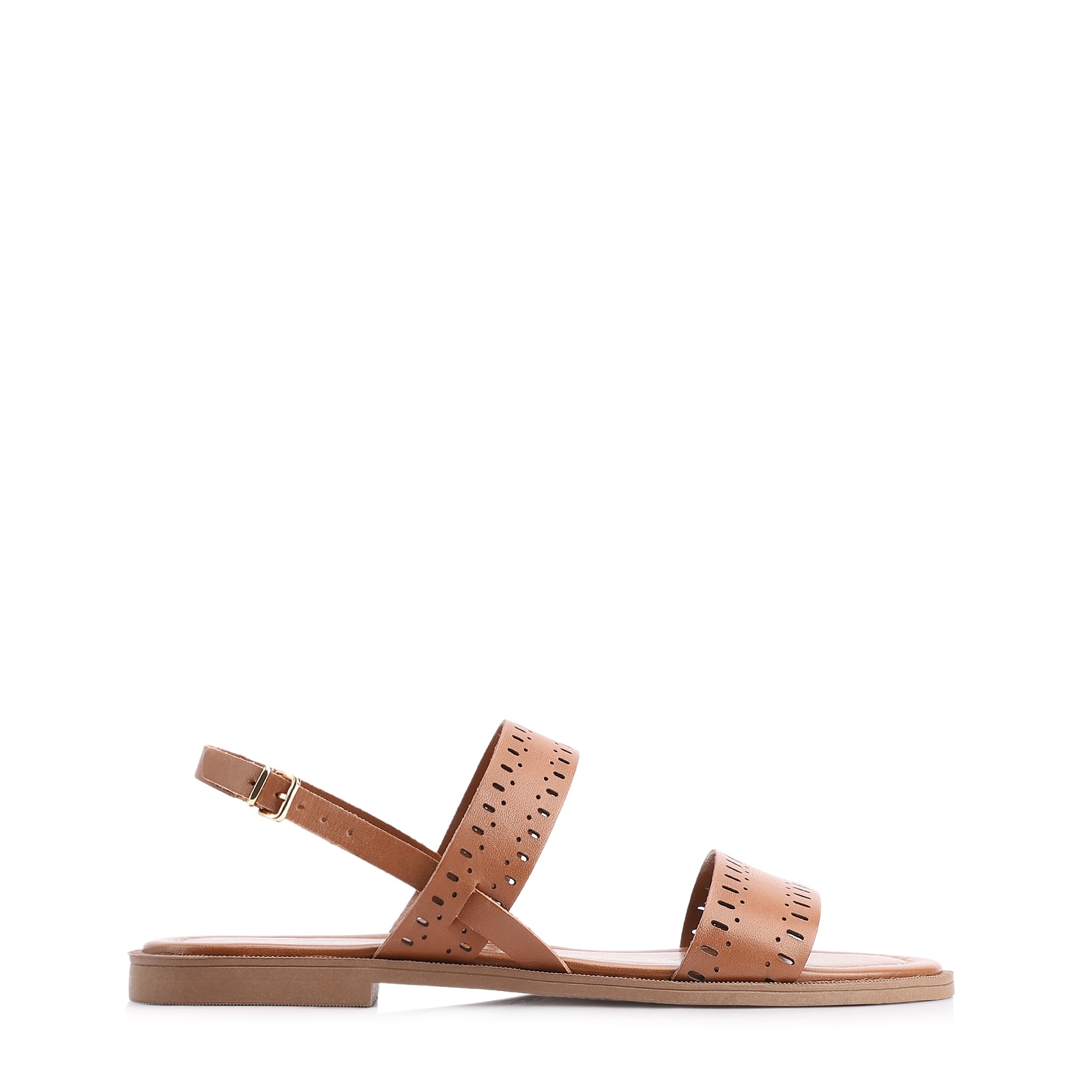 Rasteirinha Laser Cut Couro Marrom