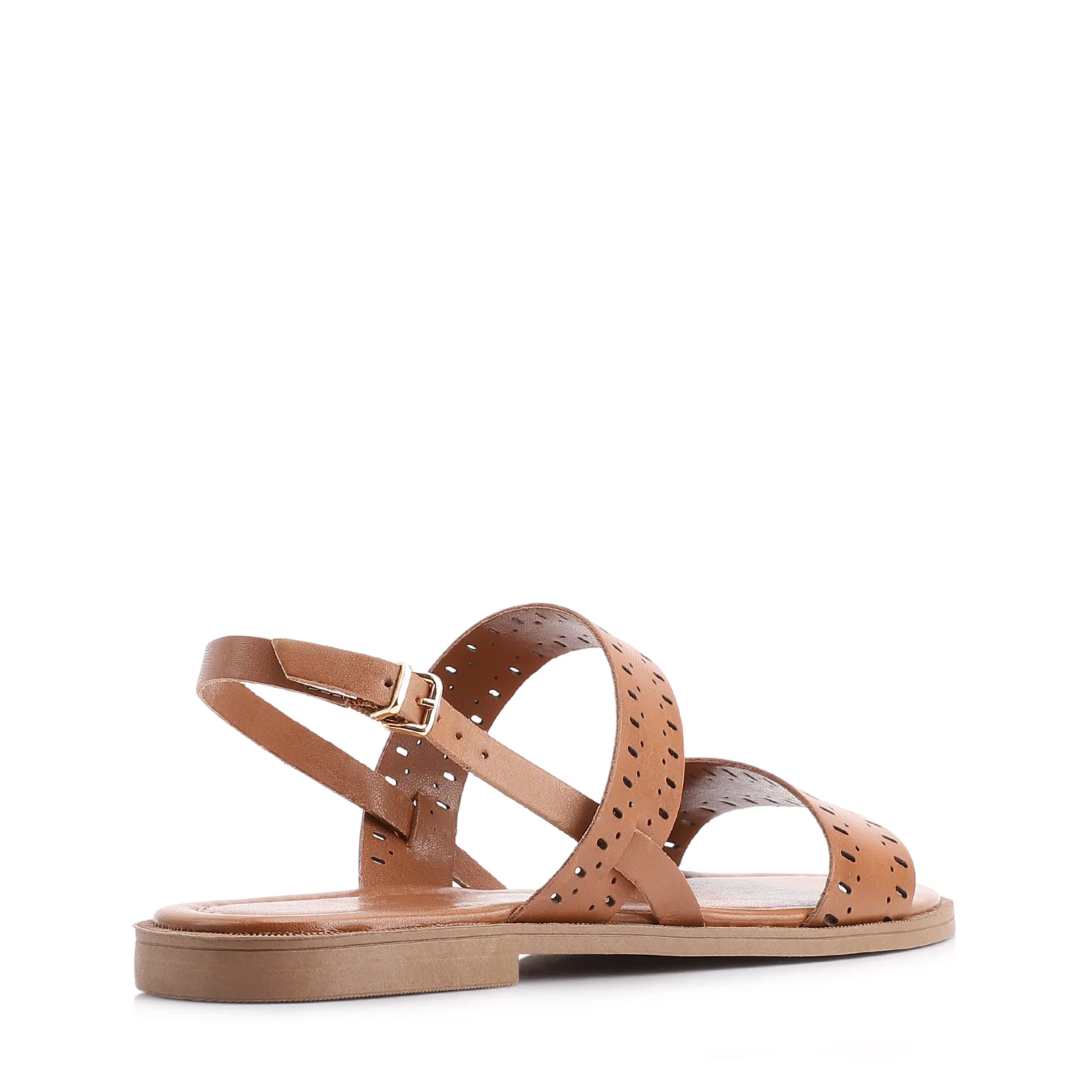 Rasteirinha Laser Cut Couro Marrom