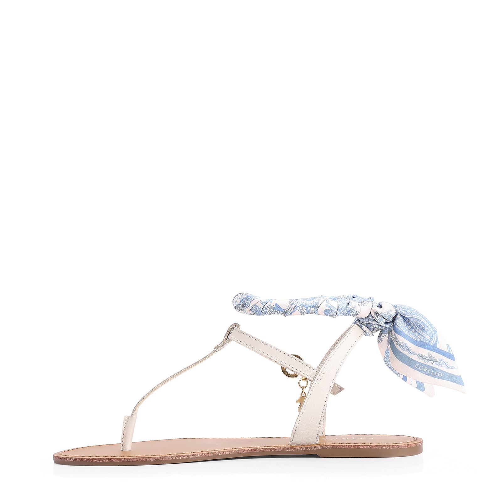 Rasteirinha Lenço Couro Off White