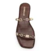 Rasteirinha Marrom Alt Croco Calcanhar Aberto  Pedras - imagem 5