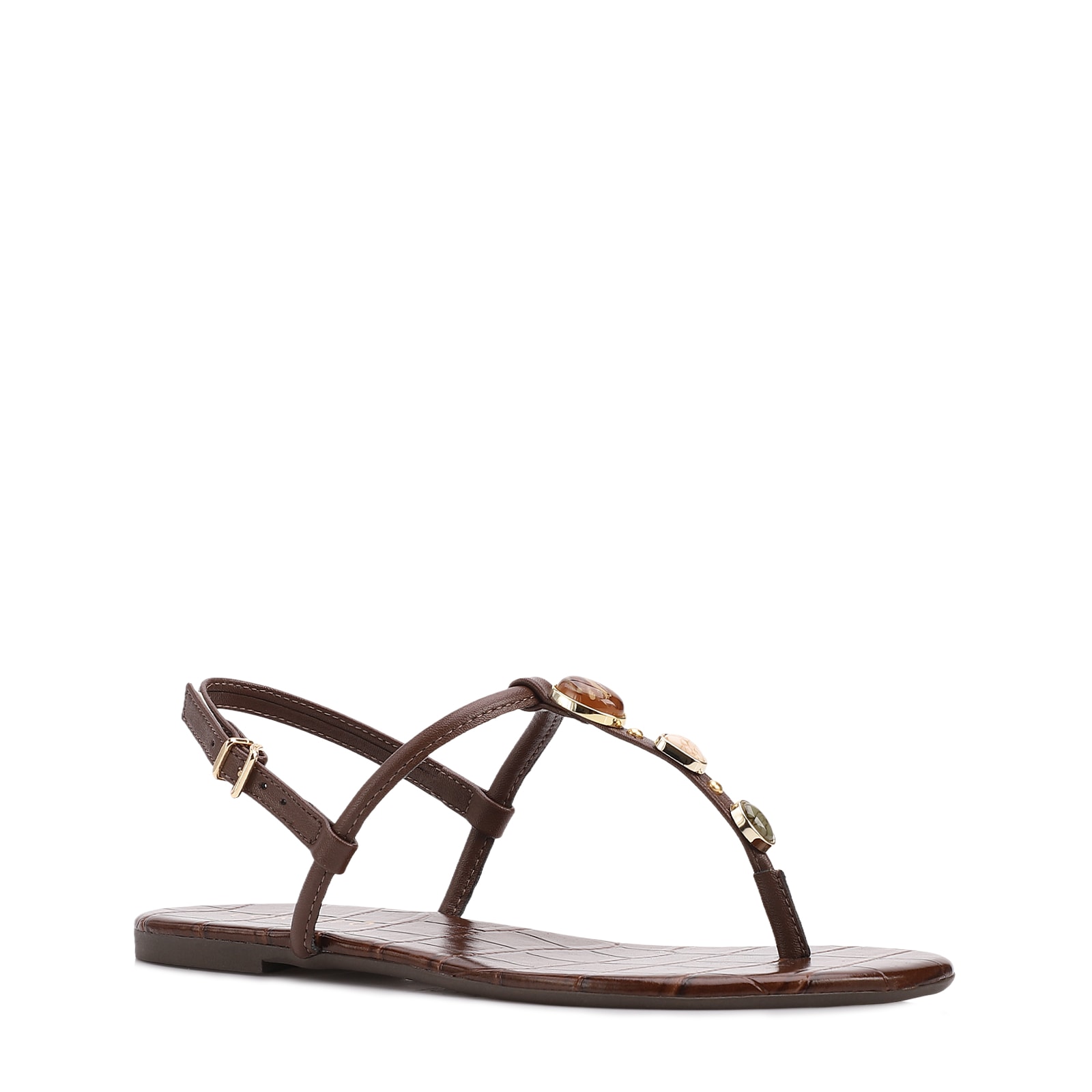 Rasteirinha Marrom Alt Croco Pedras