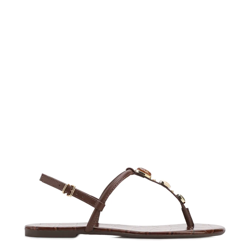 Rasteirinha Marrom Alt Croco Pedras - imagem 2