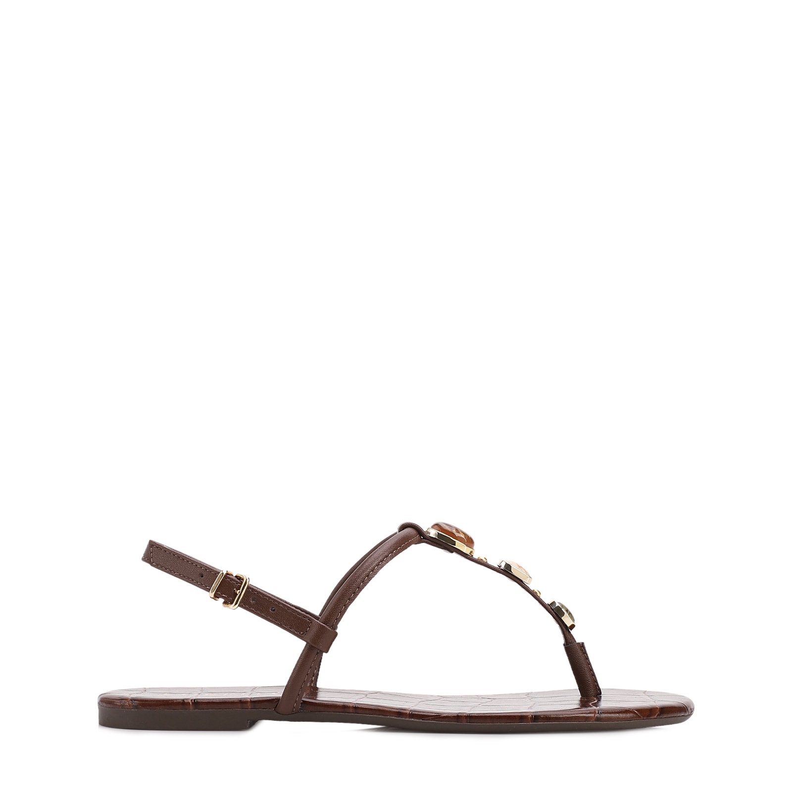 Rasteirinha Marrom Alt Croco Pedras