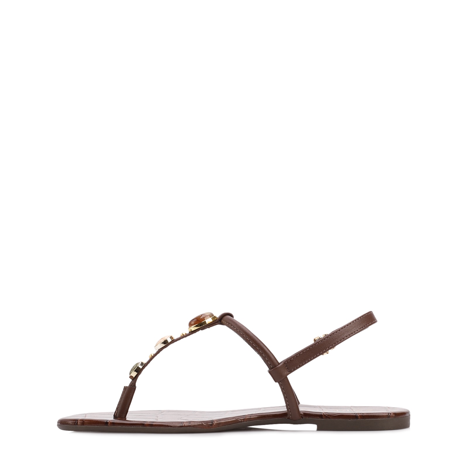 Rasteirinha Marrom Alt Croco Pedras
