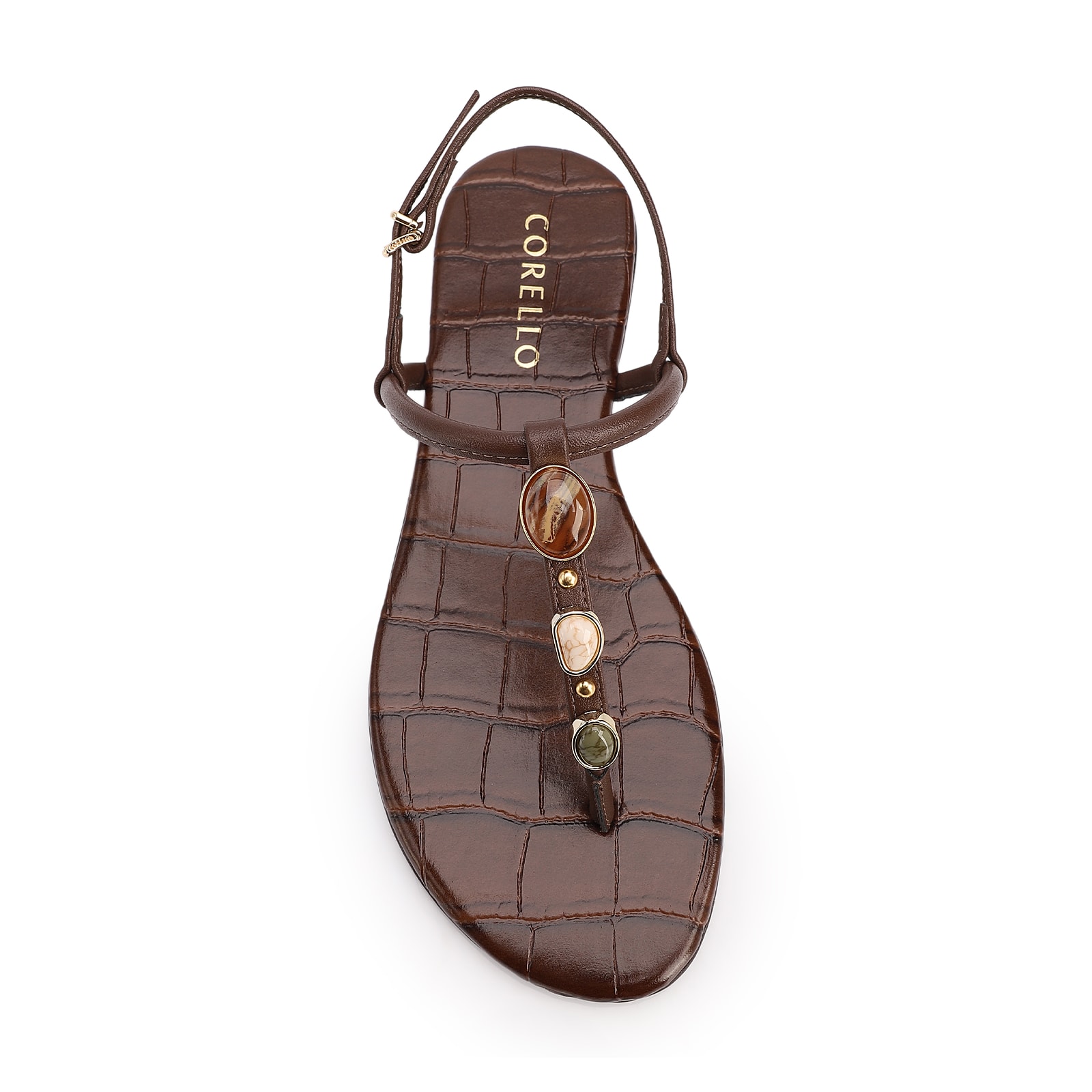 Rasteirinha Marrom Alt Croco Pedras