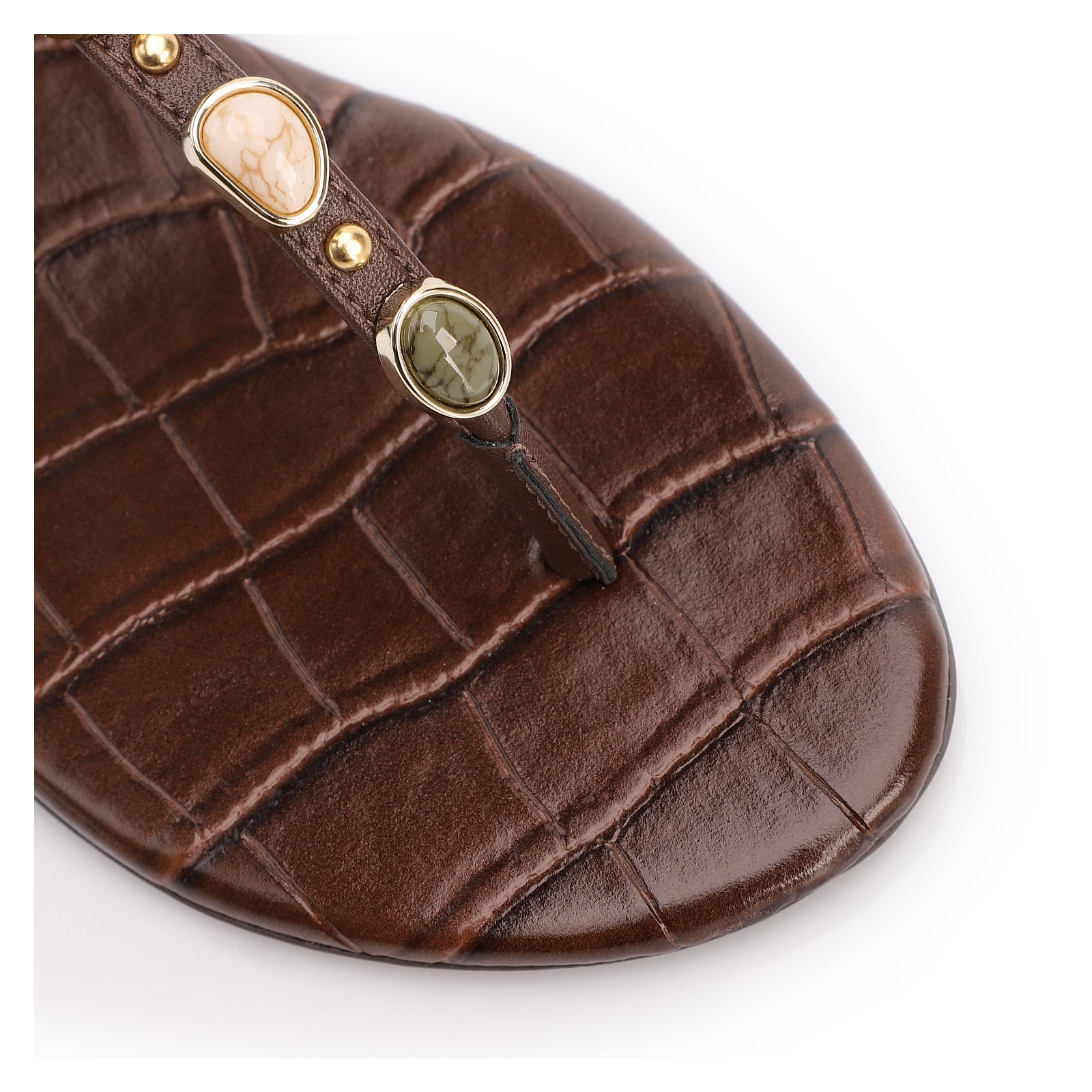 Rasteirinha Marrom Alt Croco Pedras
